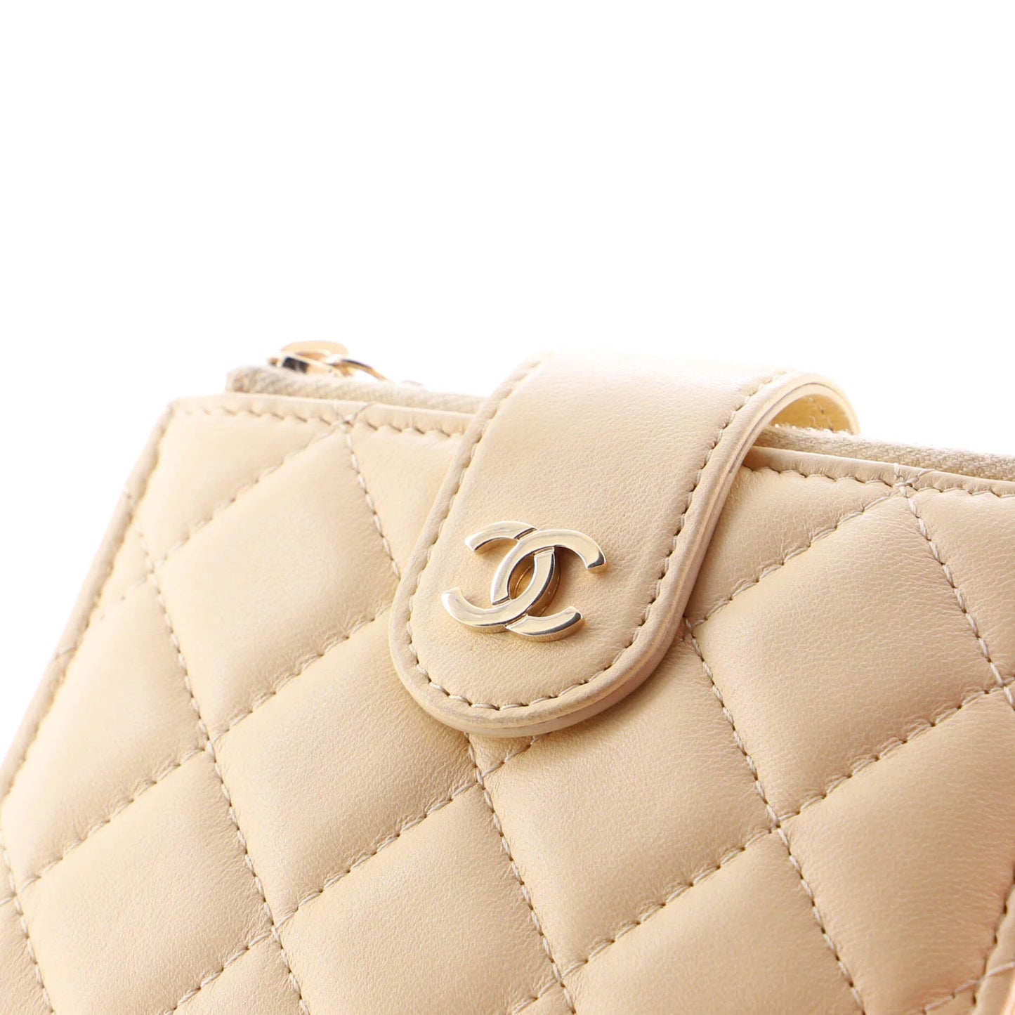 Chanel Double Zip French Wallet Quilted Caviar Compact