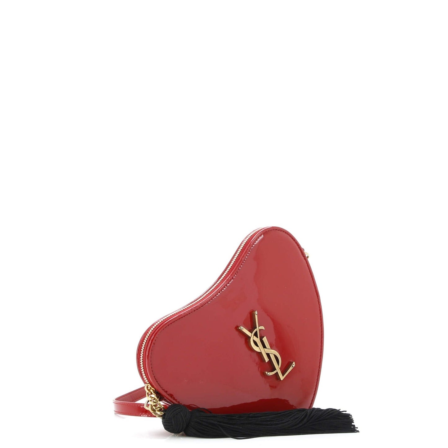 Saint Laurent Love Heart Tassel Chain Bag Patent Small