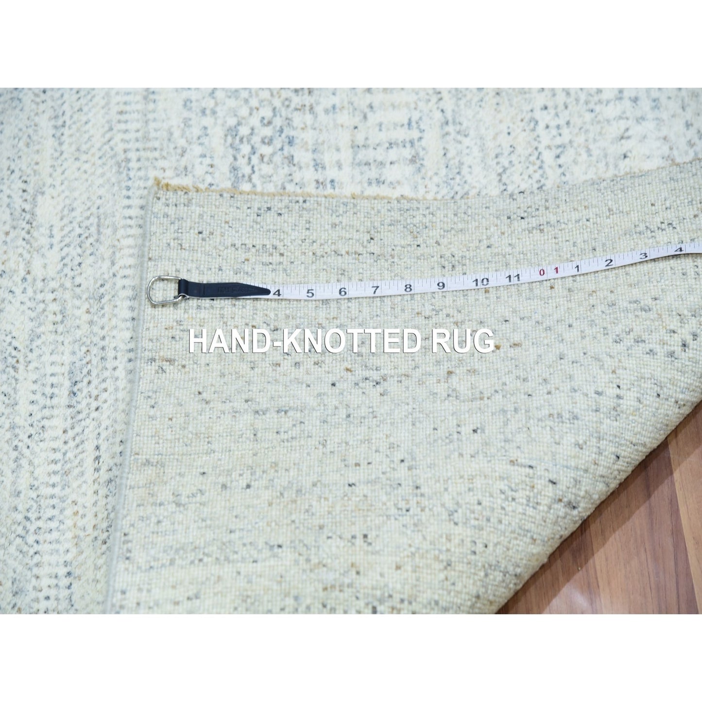 2'6"X6' Gray Hand Knotted Grass Design Modern Undyed Wool Runner Rug