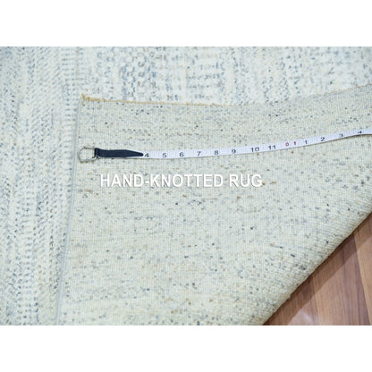 2'6"X6' Gray Hand Knotted Grass Design Modern Undyed Wool Runner Rug