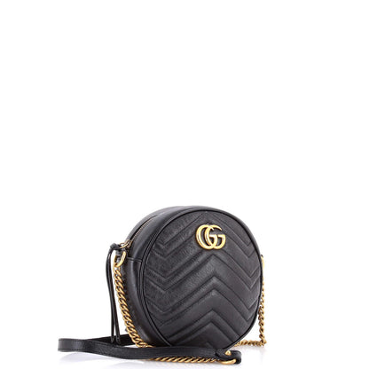 Gucci Gg Marmont Round Shoulder Bag Matelasse Leather Mini