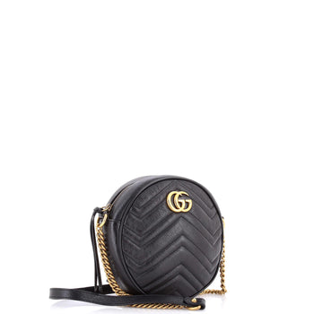 Gucci Gg Marmont Round Shoulder Bag Matelasse Leather Mini