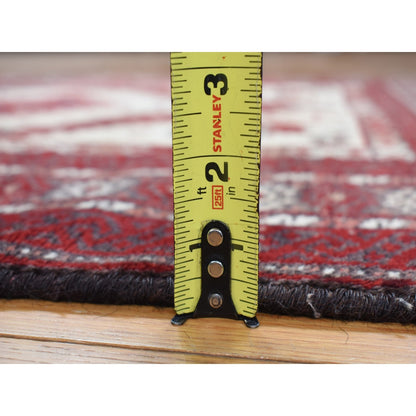 3'7"X7'1" Red Old Zoroastrian Balooch 100% Wool Hand Knotted Rug