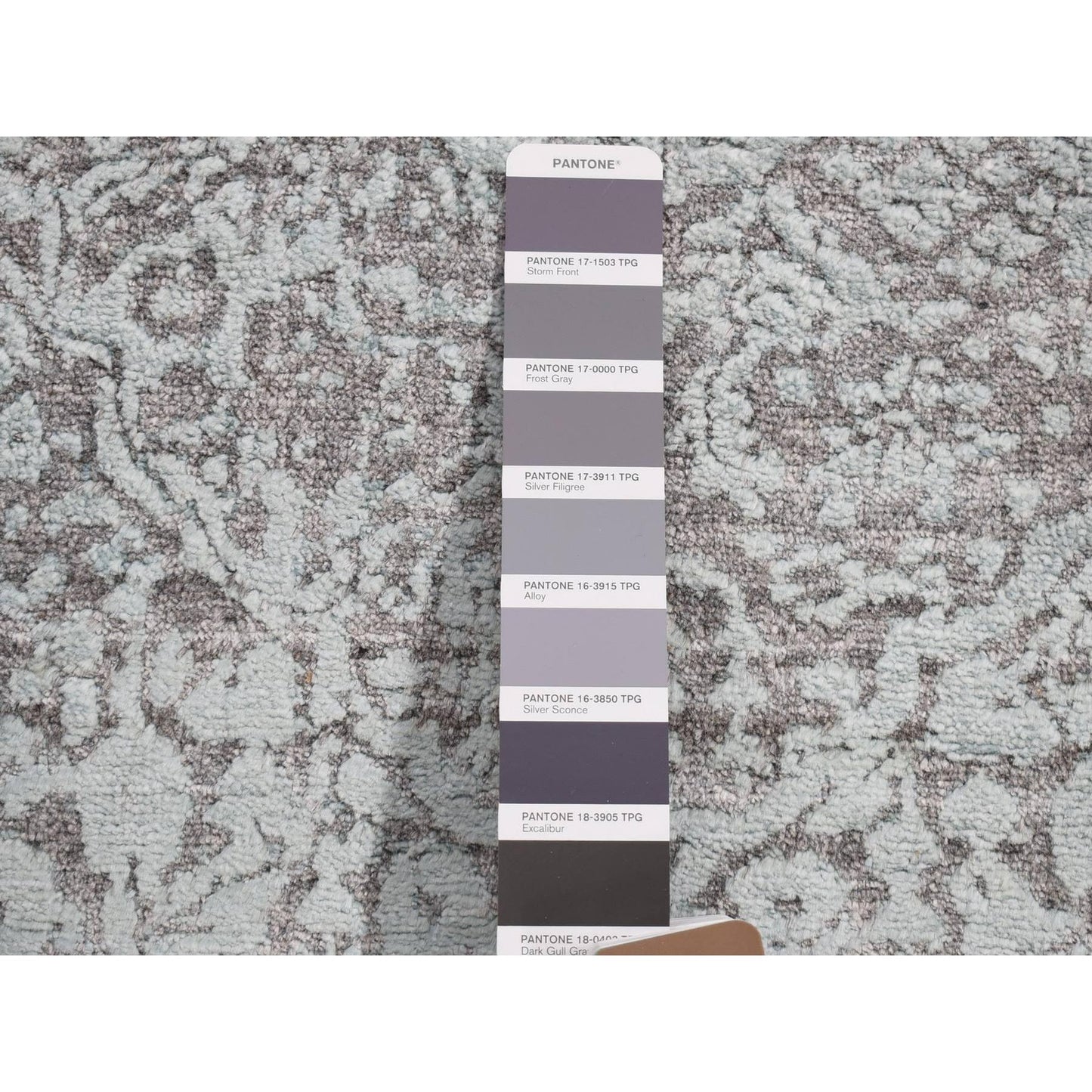 4'X9'9" Green Broken Farsian Design Wool/Silk Hand Knotted Runner Rug