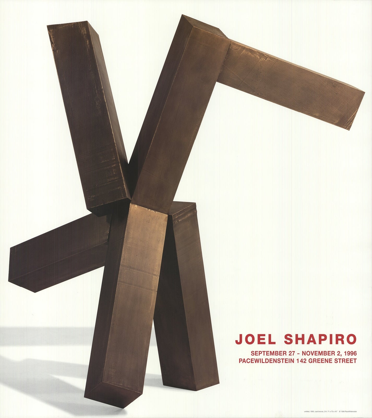 Joel Shapiro Untitled, " Offset Lithograph Abstract Brown, Whi