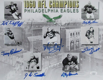 Philadelphia Eagles Multi-Autographed 1960 Nfl Champions 11X14 Photo Jsa 177498