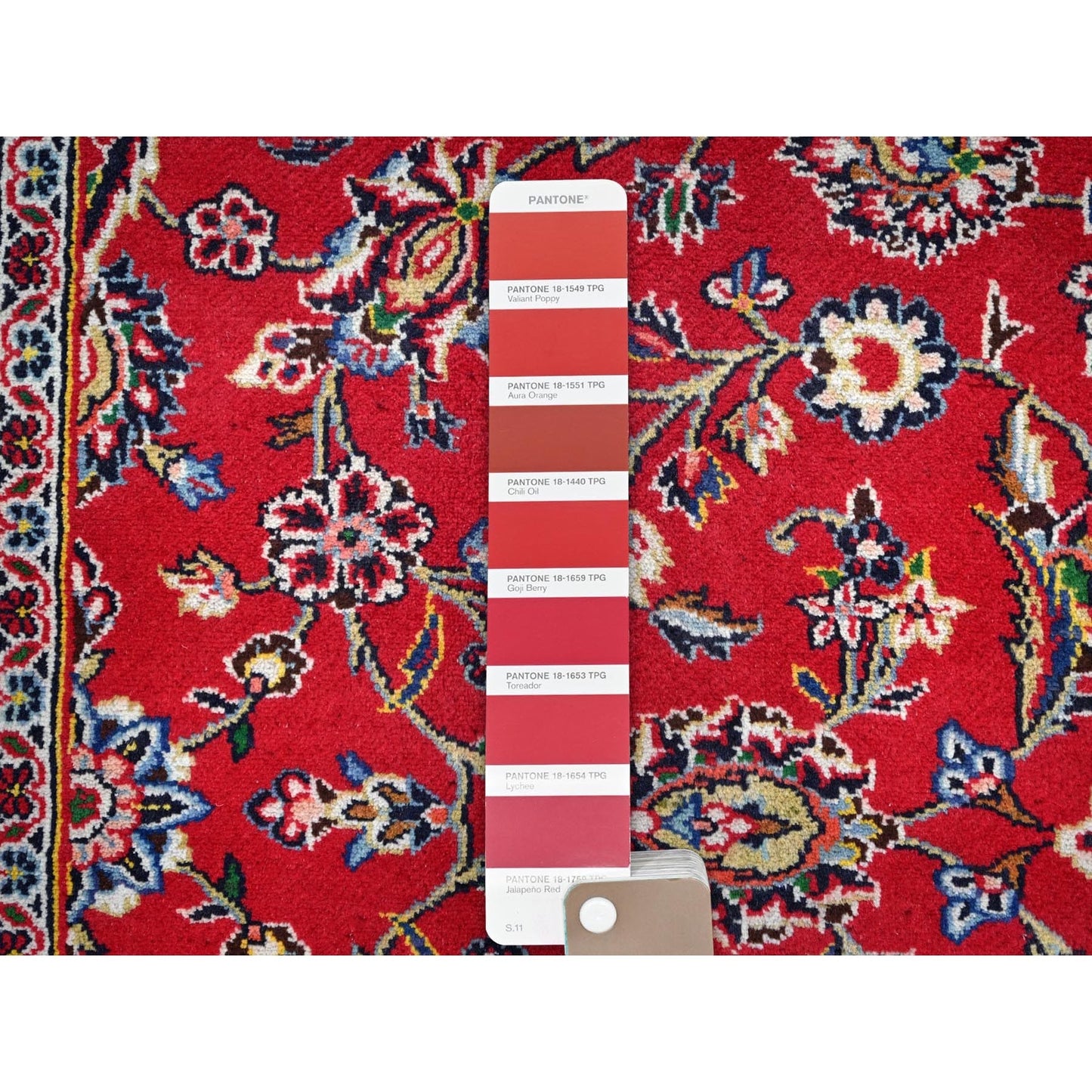 9'10"X13'1" Ketchup Red Hand Knotted Wool Vintage Kishoon Full Pile Rug