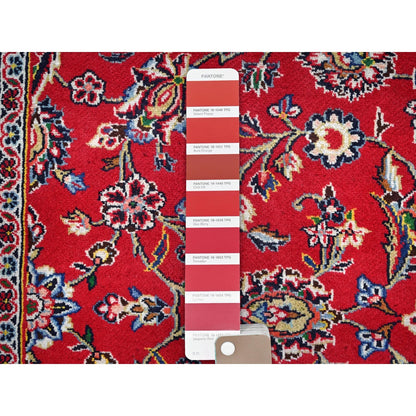 9'10"X13'1" Ketchup Red Hand Knotted Wool Vintage Kishoon Full Pile Rug