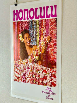 Original Vintage Poster United Airlines Hawaii