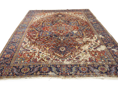 Semi-Antique Hand-Knotted Oriental Rug Large Red