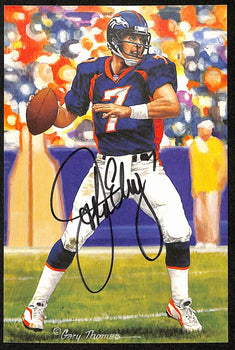 John Elway Hof Signed/Auto 2004 Goal Line Art Glac Postcard Broncos Psa 194730