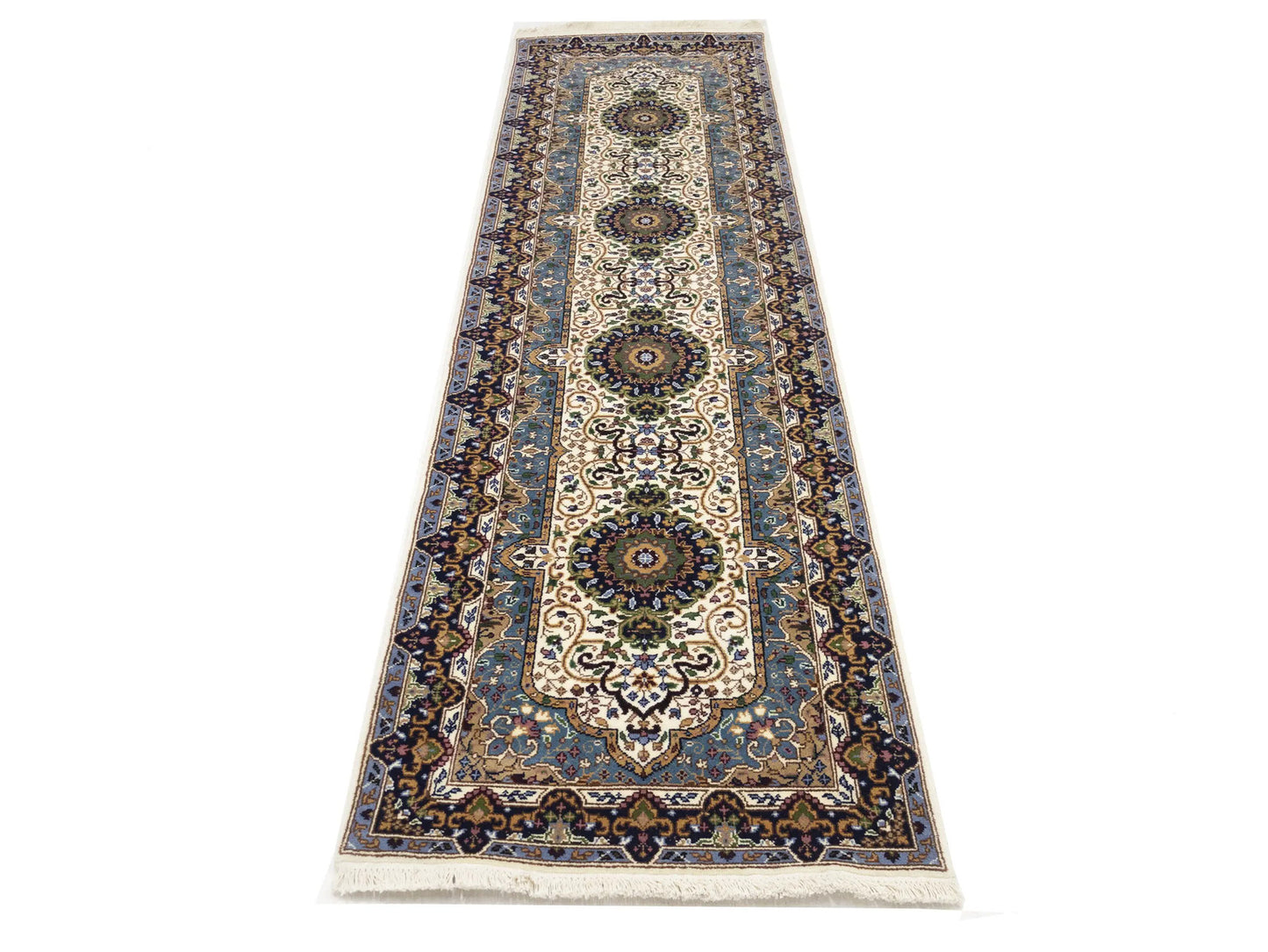 Oriental Runner Rug Floral Design Plush Hallway Carpet Handmade Kirman 3X10 ft