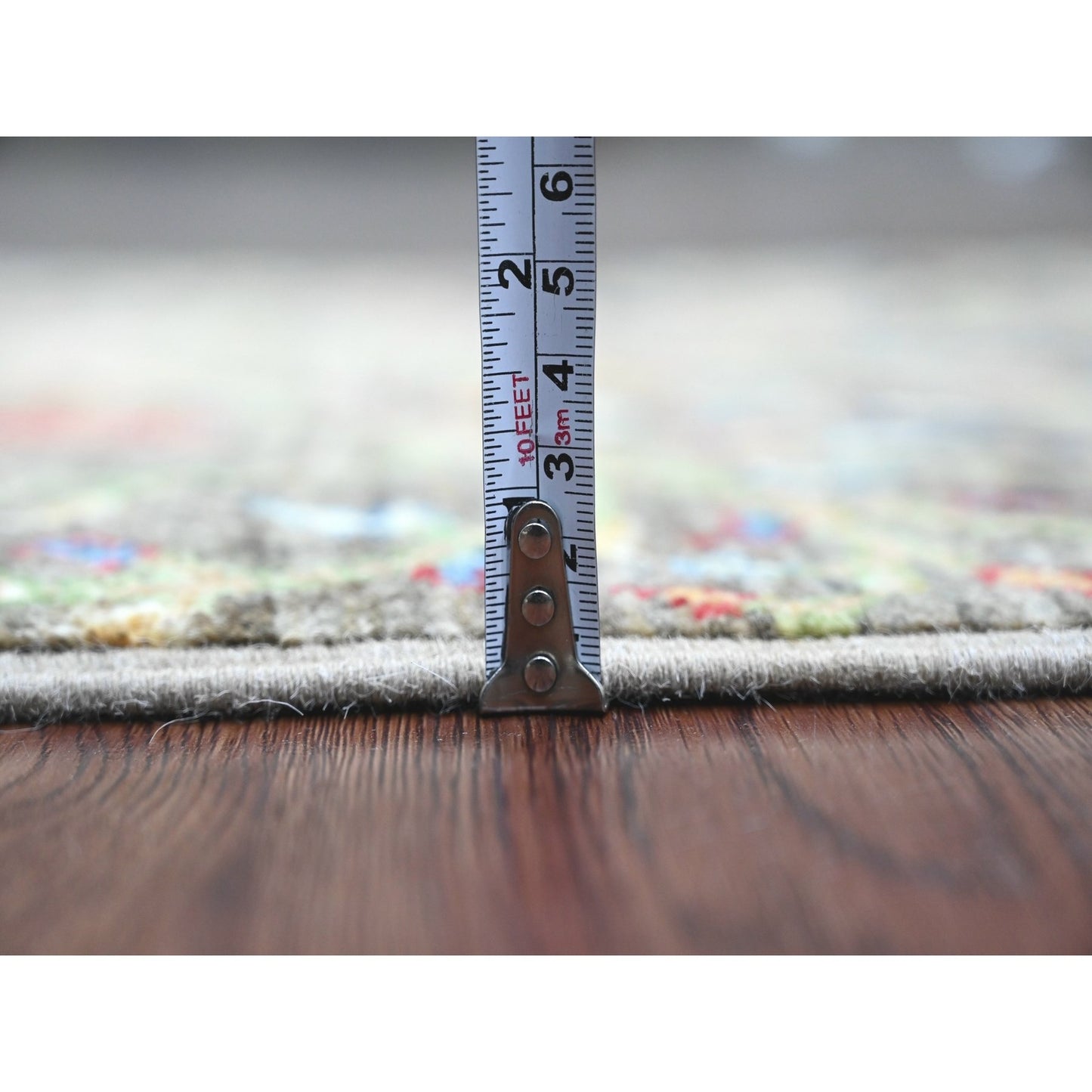 2'X3' Gray Hand Knotted Afghan Peshawar Birds Design Wool Mat Sample Rug