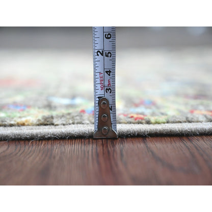 2'X3' Gray Hand Knotted Afghan Peshawar Birds Design Wool Mat Sample Rug