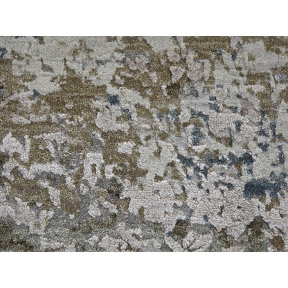 8'X9'10" Gray Abstract Design Wool And Silk Hand Knotted Oriental Rug