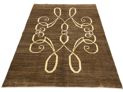Brown Afghan Gabbeh Oriental Rug 4'9X6'4 Ft