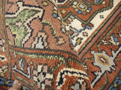 Oversized Heriz Serapi Floral Runner Hand-Knotted