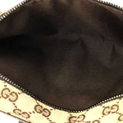 Gucci Vintage Double Belt Bag Gg Canvas With Leather