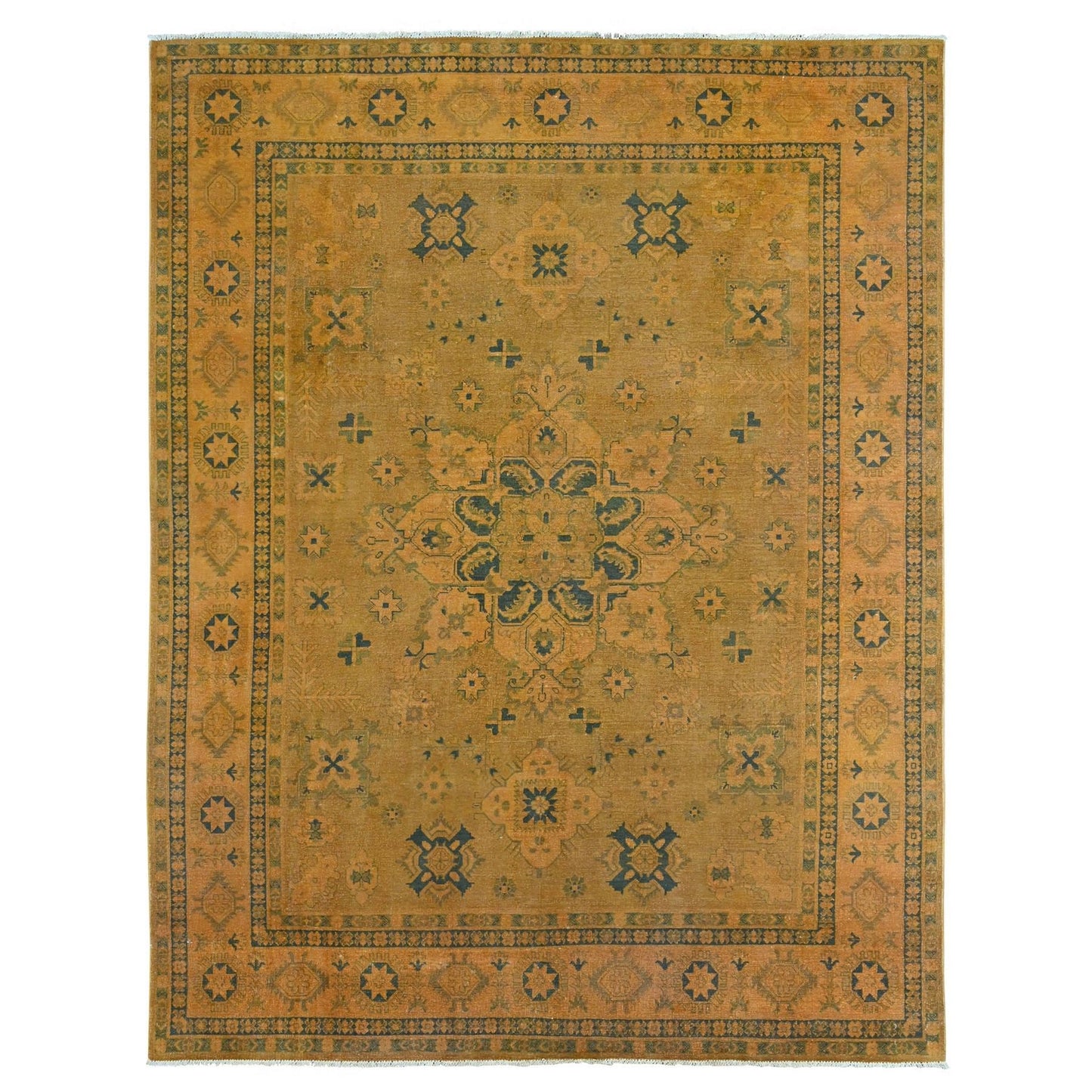 7'8"X9'10" Brown Overdyed Kazak Flower Design 100% Wool Hand Knotted Rug