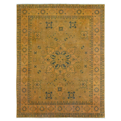 7'8"X9'10" Brown Overdyed Kazak Flower Design 100% Wool Hand Knotted Rug