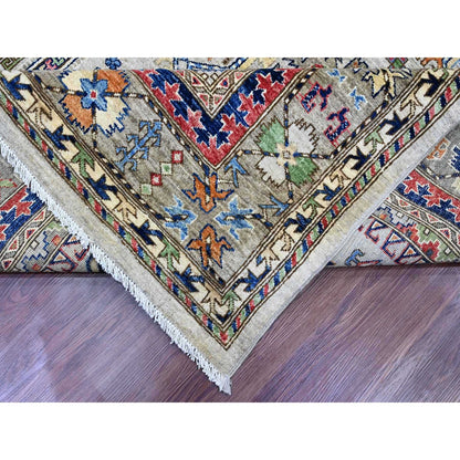 8'9"X11'10" Gray Caucasian Inspired Antiqued Design Wool Hand Knotted Rug