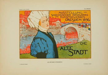 Original Vintage Poster Alte Stadt By Fischer For Affiches Etrangeres 1897