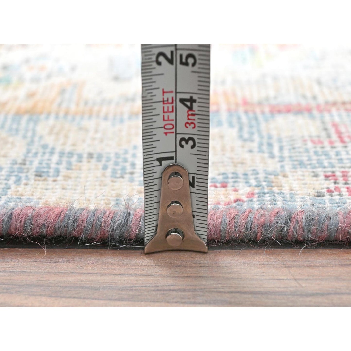 1'9"X2'9" Ivory Old Farsian Karman Worn Wool Hand Knotted Mat Rug