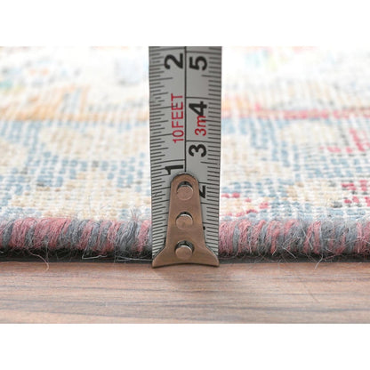 1'9"X2'9" Ivory Old Farsian Karman Worn Wool Hand Knotted Mat Rug