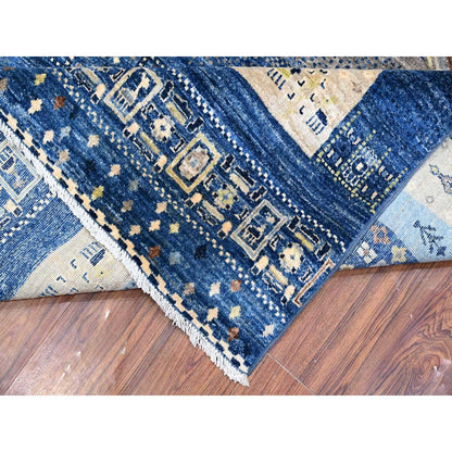 8'X9'7" Dark Sapphire Blue Fine Kashkuli Gabbeh Hand Knotted Oriental Rug
