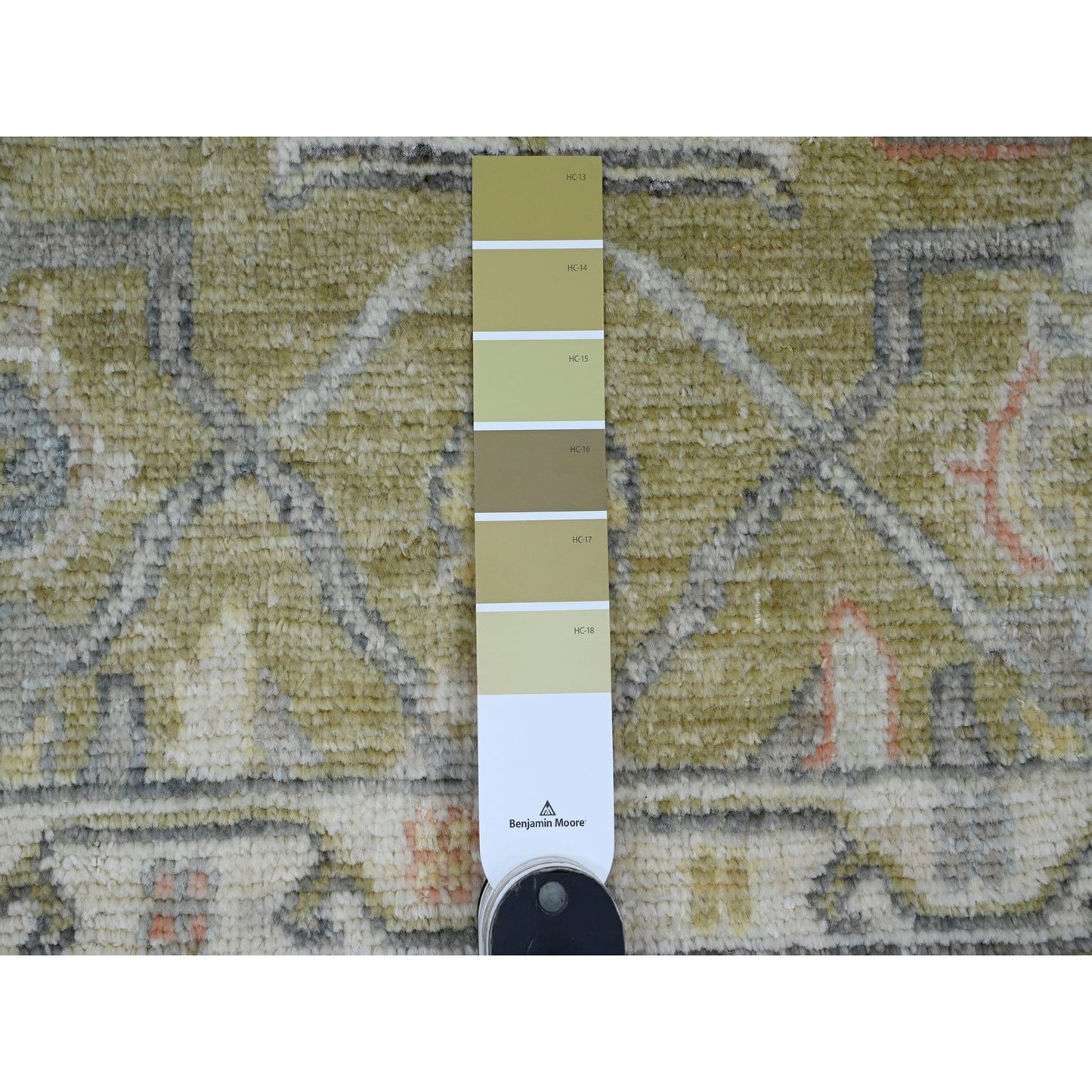 2'X3' Green Hand Knotted Afghan Angora Oushak Vines Design Wool Mat Rug