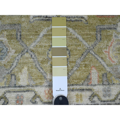 2'X3' Green Hand Knotted Afghan Angora Oushak Vines Design Wool Mat Rug