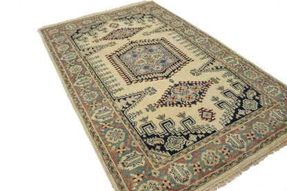 Handmade Indo-Viss Oriental Rug Cream Tribal