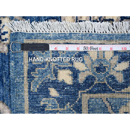 2'10"X8'3" Blue Hand Knotted Pure Wool Mahal Design Runner Oriental Rug