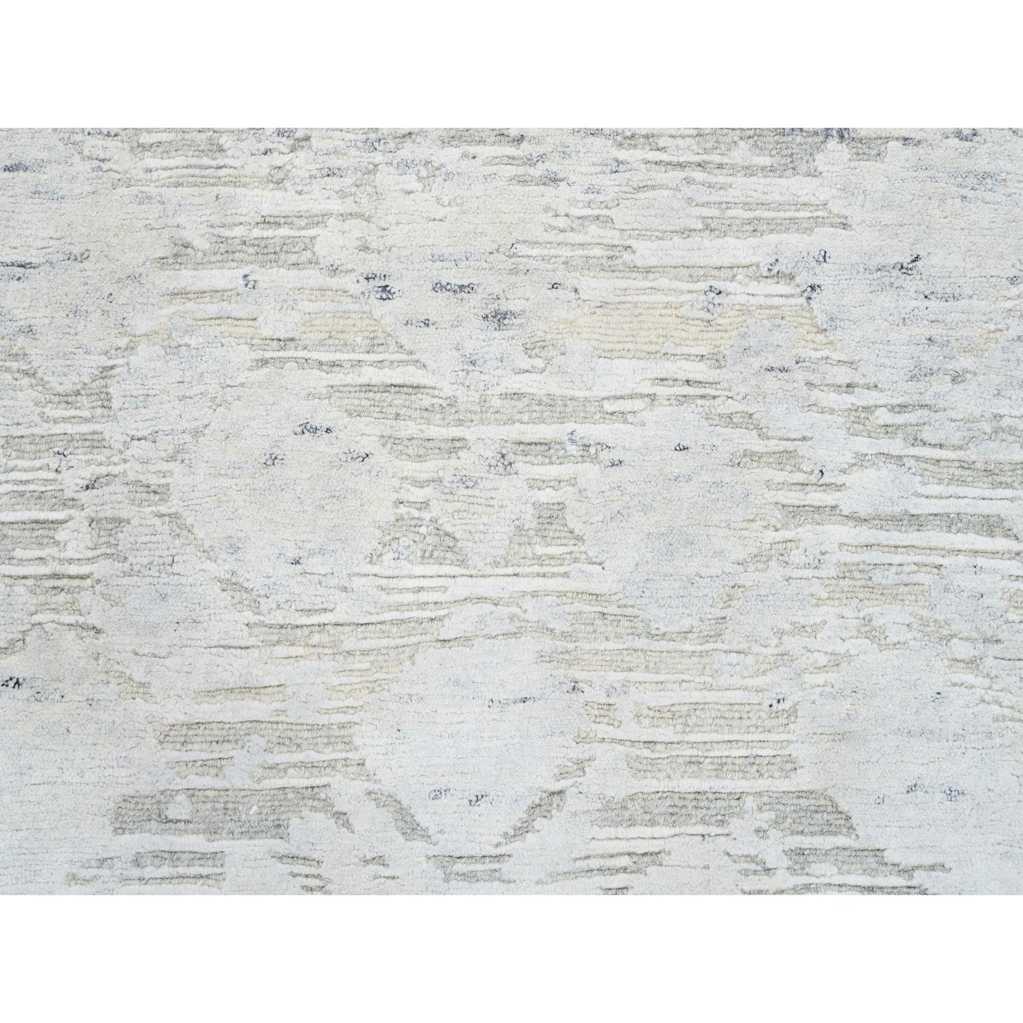 2'7"X8'2" Gray Hand Spun Natural Wool Hand Knotted Modern Runner Rug