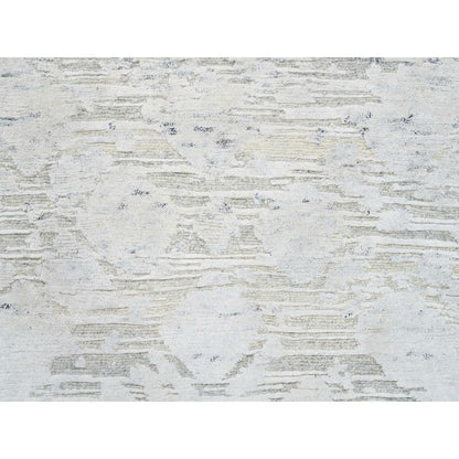 2'7"X8'2" Gray Hand Spun Natural Wool Hand Knotted Modern Runner Rug
