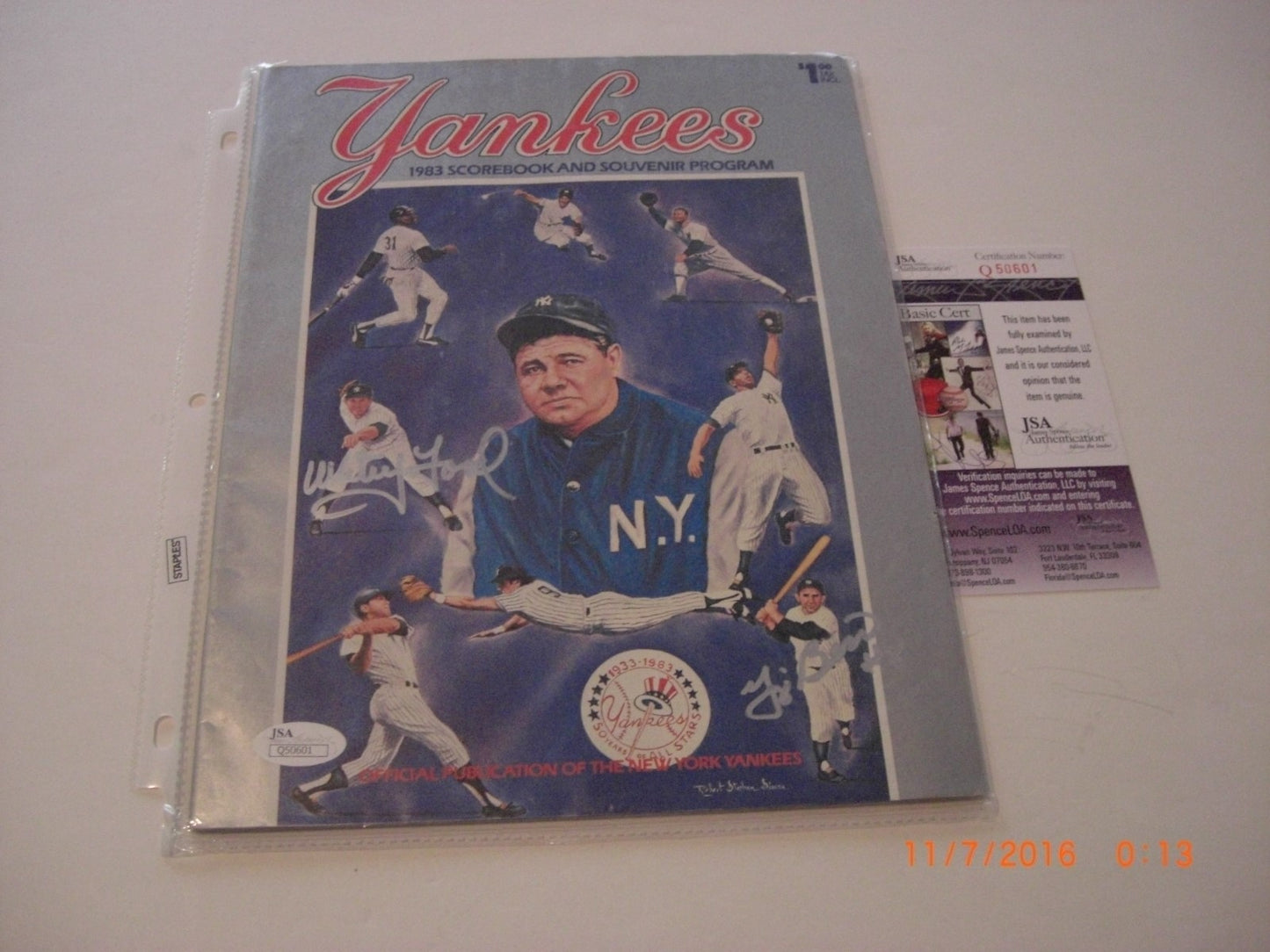 Yogi Berra,Whitey Ford New York Yankees Jsa/Coa