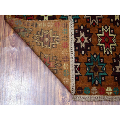 4'1"X6'1" Hand Made Tribal Design Pure Wool Colorful Afghan Village Rug