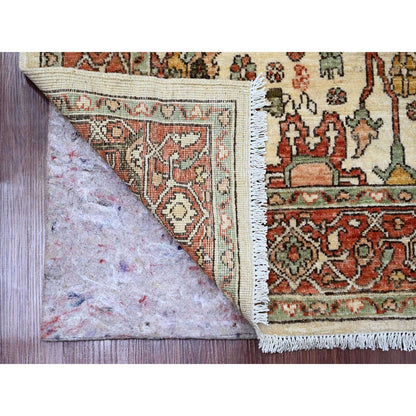 4'8"X6'3" White Heris All Over Design Hand Knotted High Mountain Wool Rug