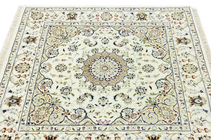 Indo-Nain Oriental Square Rug Vintage Floral