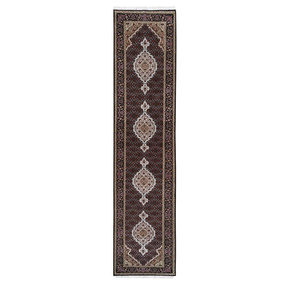 2'7"X11'10" Fish Design Tebraz Mahi Handknotted Wool-Silk Runner Rug