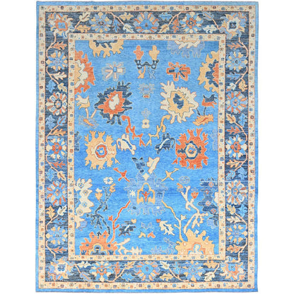 9'4"X12'4" Norse Blue Pure Wool Densely Woven Hand Knotted Oriental Rug