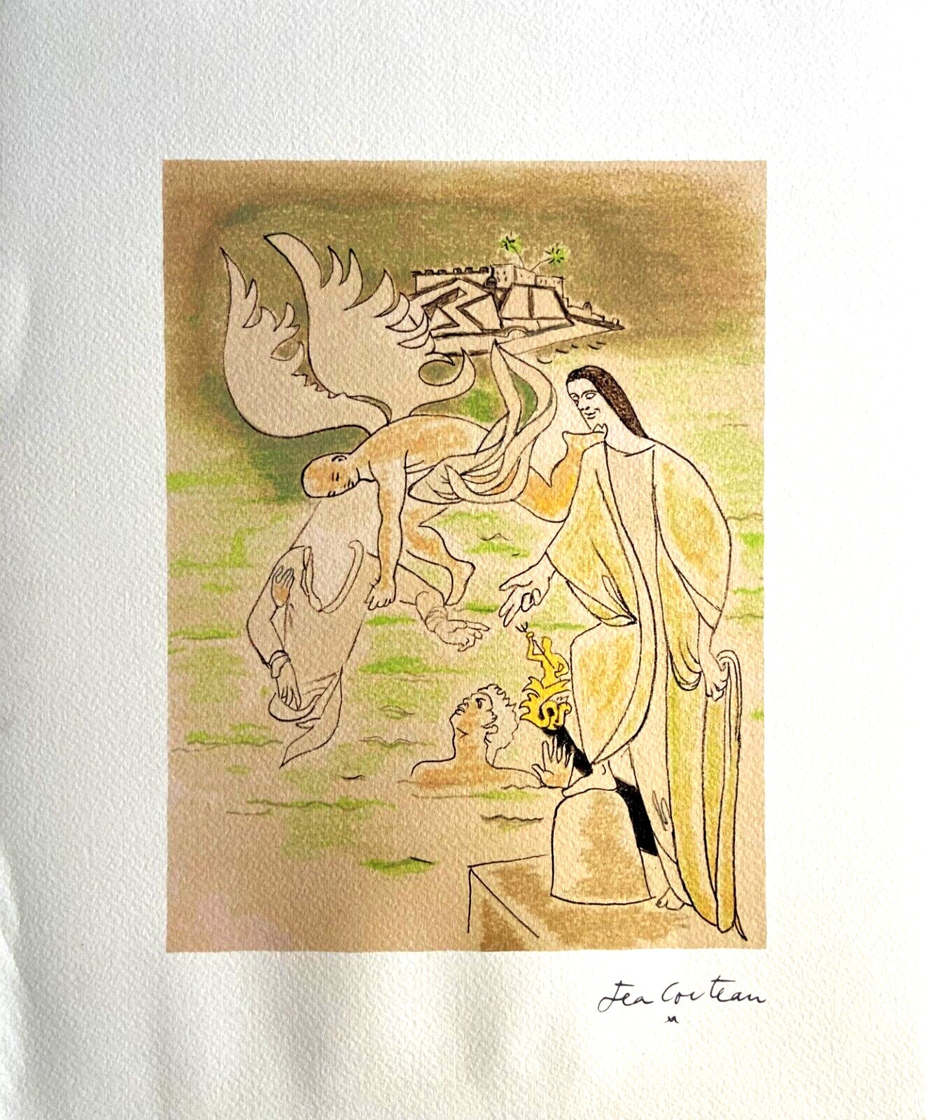 Jean Cocteau Lithograph Mourlot 1970 550 Ex. Coa Signed Numbered