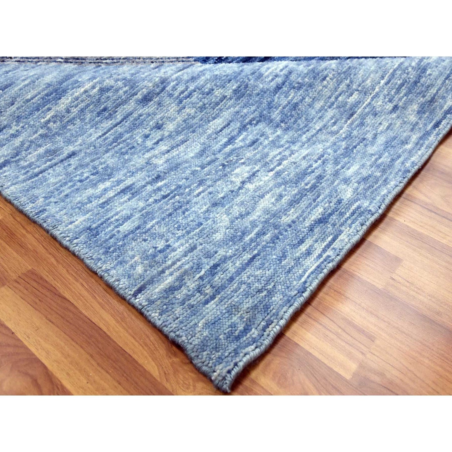 9'2"X11'10" Blue Geometric Art Deco Collection Wool Hand Knotted Rug