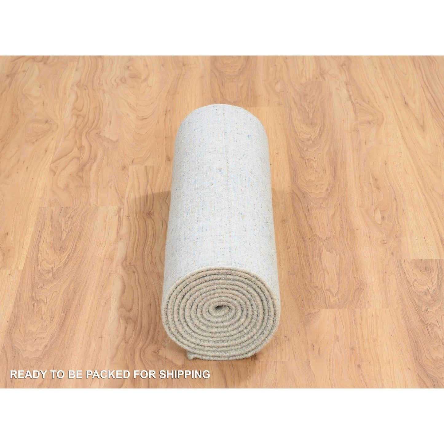 2'6"X12' Gray Wool And Silk Jacquard Hand Loomed Tebraz Runner Rug