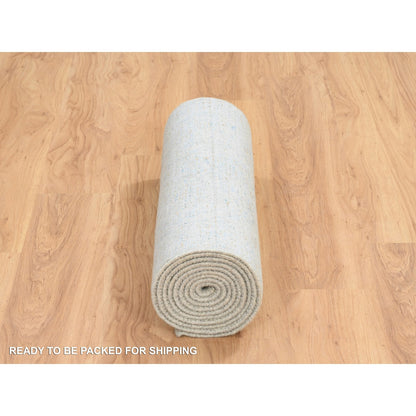 2'6"X12' Gray Wool And Silk Jacquard Hand Loomed Tebraz Runner Rug