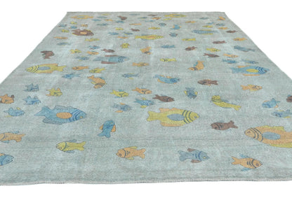 Distressed Vintage Antique Oriental Rug Beige