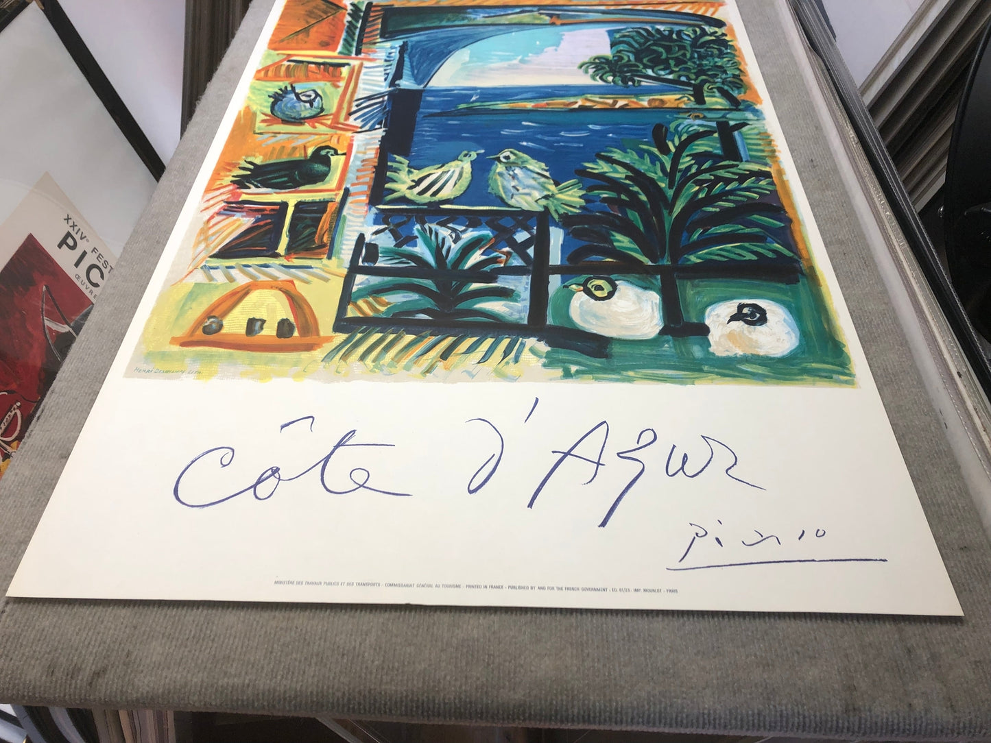 Pablo Picasso Cote D'Azur " Lithograph Cubism Blue, Orange, Yell