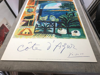 Pablo Picasso Cote D'Azur " Lithograph Cubism Blue, Orange, Yell