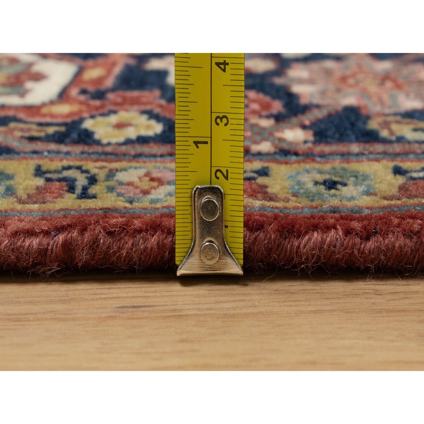 5'2"X7'2" Red Antiqued Heris Recreation New Zealand Wool Hand Knotted Rug