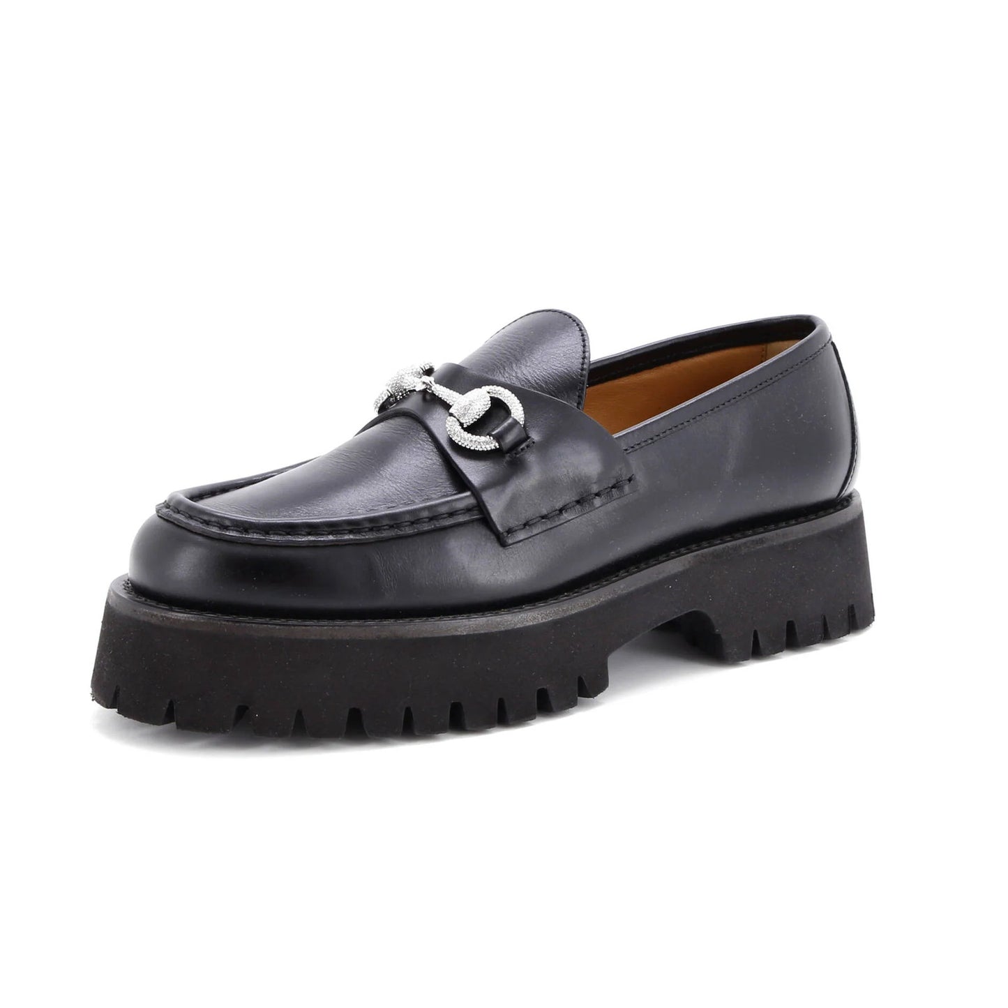 Gucci Women'S Harald Horsebit Loafers Leather With Crystal Detail